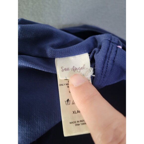 Sea Angel Doheny Bloom Navy 1 Piece Tie On Swimsuit Bathing Suit SZ XL - Picture 8 of 13